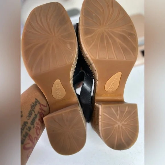 Børn Browyn platform Chunky Leather Women’s sandals black Cork Heel Y2K Preppy 9 - Picture 4 of 7